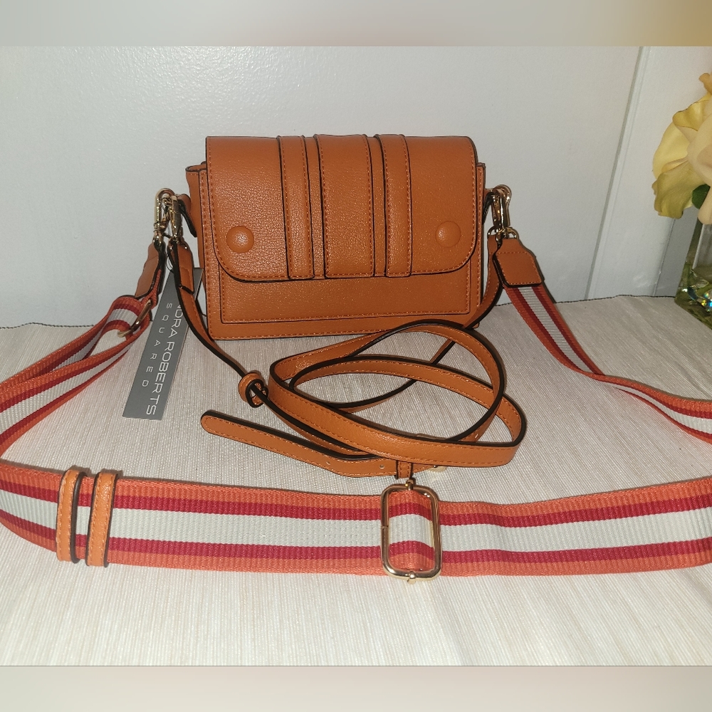 Sondra Roberts Squared convertible crossbody bag in orange
